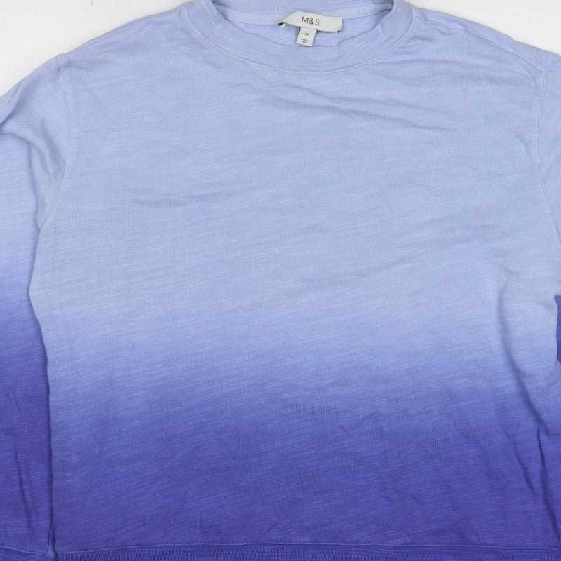 Marks & Spencer Women Blue XS Ombre Crew Neck Pullover Sweatshirt
