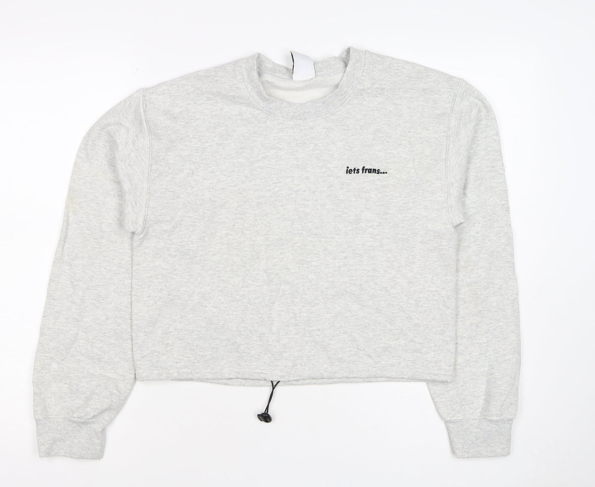 lets frans... Women’s Grey S Pullover Crew Neck Logo Sweatshirt