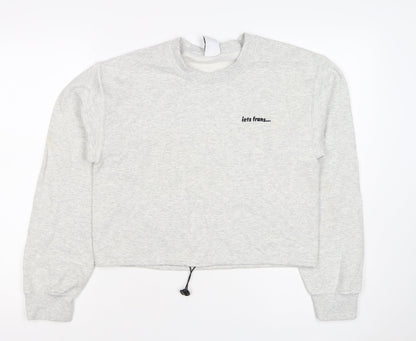 lets frans... Women’s Grey S Pullover Crew Neck Logo Sweatshirt