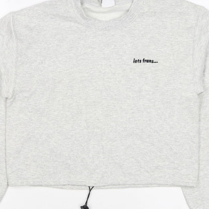 lets frans... Women’s Grey S Pullover Crew Neck Logo Sweatshirt