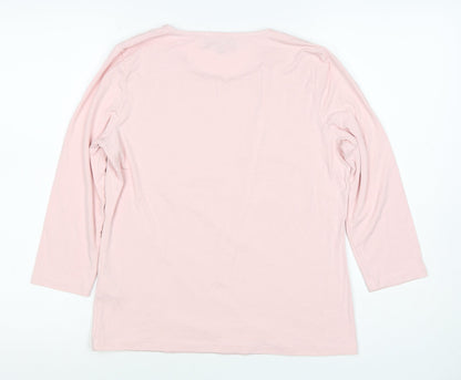 Viyella Women’s Pink M Jersey Sequin Scoop Neck Long Sleeve T-Shirt