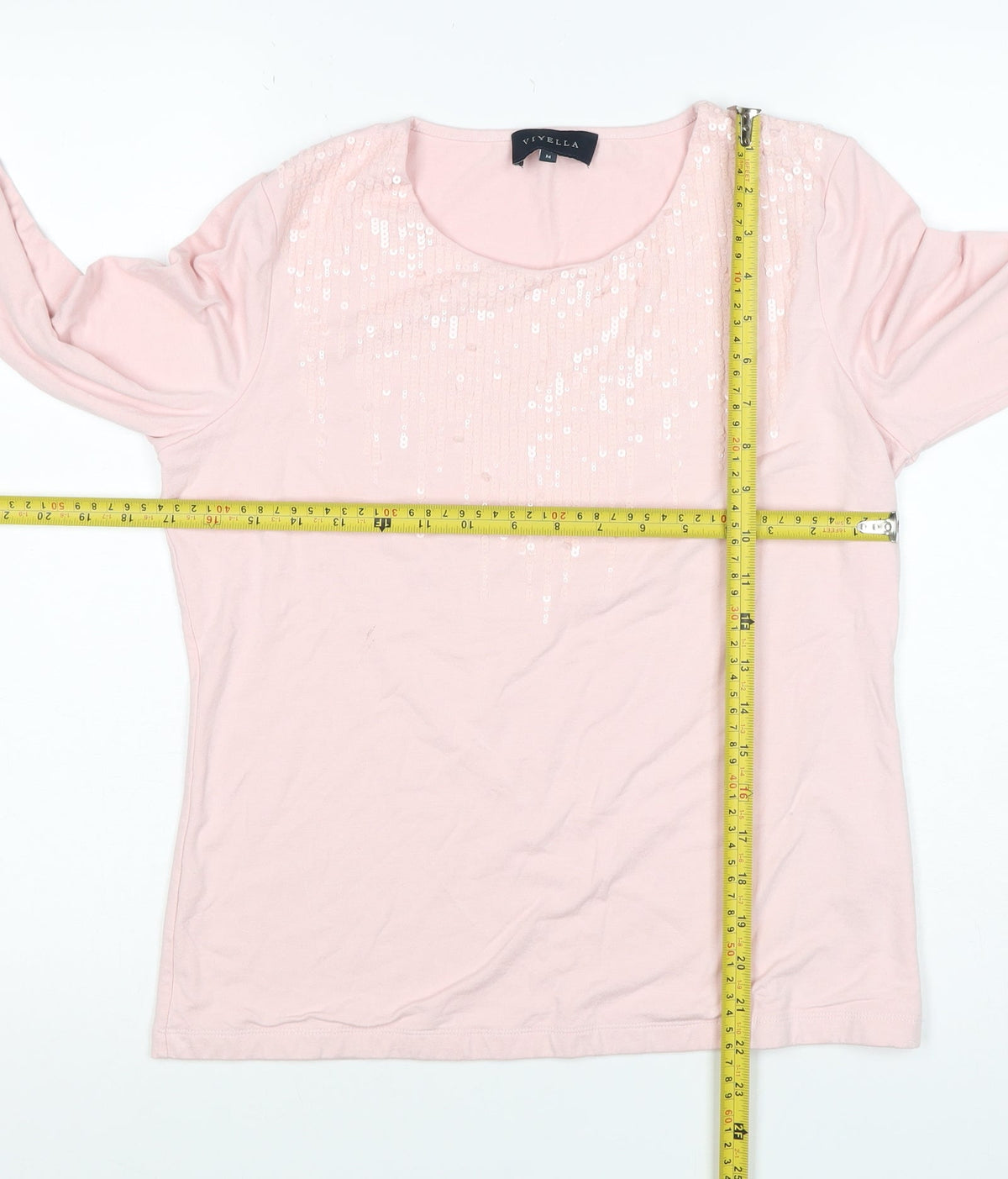 Viyella Women’s Pink M Jersey Sequin Scoop Neck Long Sleeve T-Shirt