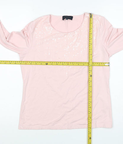 Viyella Women’s Pink M Jersey Sequin Scoop Neck Long Sleeve T-Shirt