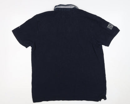 Howick Men Blue L Cotton Team VI Number 1 Short Sleeve Polo Shirt