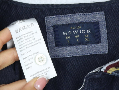 Howick Men Blue L Cotton Team VI Number 1 Short Sleeve Polo Shirt