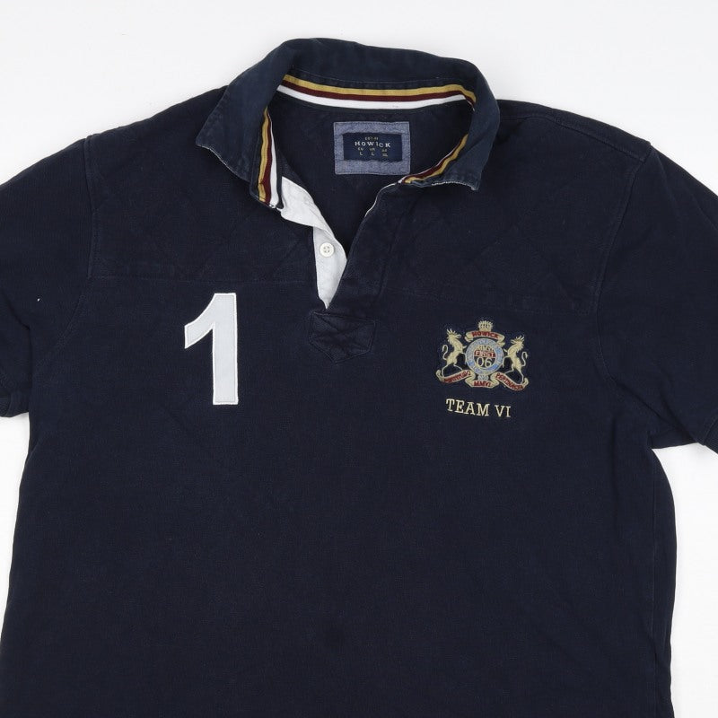 Howick Men Blue L Cotton Team VI Number 1 Short Sleeve Polo Shirt
