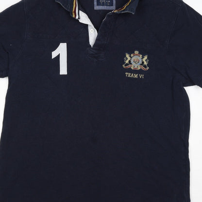 Howick Men Blue L Cotton Team VI Number 1 Short Sleeve Polo Shirt