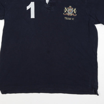 Howick Men Blue L Cotton Team VI Number 1 Short Sleeve Polo Shirt