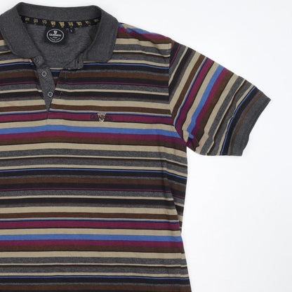 Guinness Men’s Multicoloured Striped Logo Short Sleeve Polo L