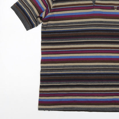 Guinness Men’s Multicoloured Striped Logo Short Sleeve Polo L