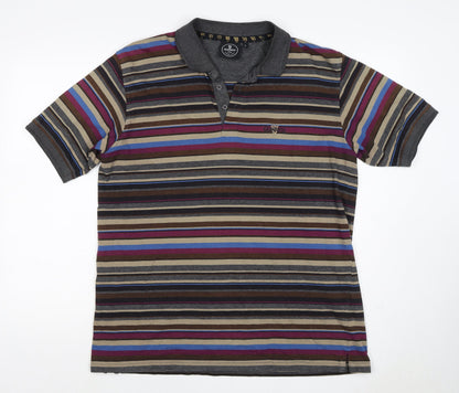 Guinness Men’s Multicoloured Striped Logo Short Sleeve Polo L