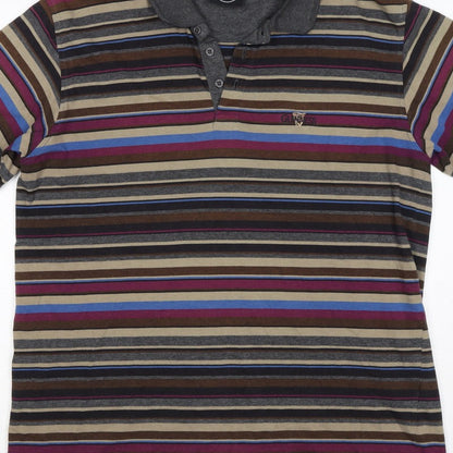 Guinness Men’s Multicoloured Striped Logo Short Sleeve Polo L