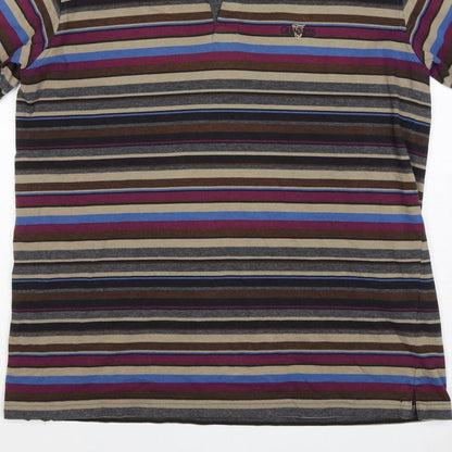 Guinness Men’s Multicoloured Striped Logo Short Sleeve Polo L