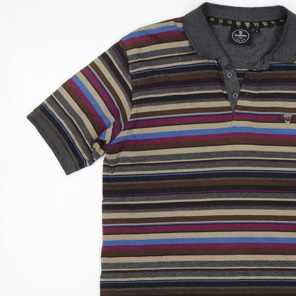 Guinness Men’s Multicoloured Striped Logo Short Sleeve Polo L