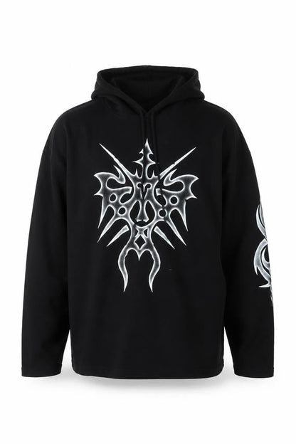 Made in Hell Men’s Black XL Pullover Hoodie Gothic Tribal Graphic Print