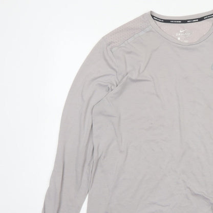 Nike Men’s Grey L Dri-FIT Long Sleeve Running Training Jersey Top