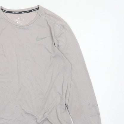 Nike Men’s Grey L Dri-FIT Long Sleeve Running Training Jersey Top