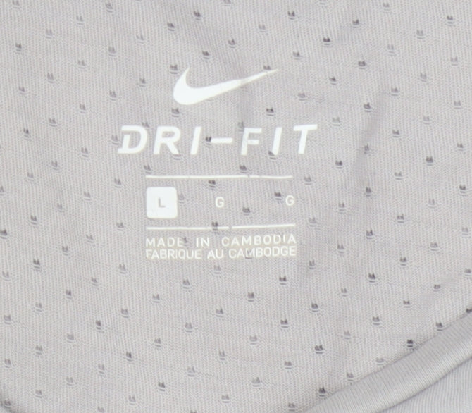 Nike Men’s Grey L Dri-FIT Long Sleeve Running Training Jersey Top