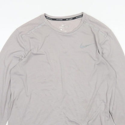 Nike Men’s Grey L Dri-FIT Long Sleeve Running Training Jersey Top