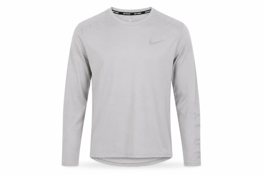 Nike Men’s Grey L Dri-FIT Long Sleeve Running Training Jersey Top