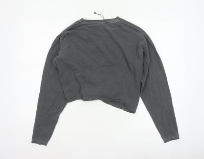 PrettyLittleThing Women’s Grey M Cropped Brooklyn NY Long Sleeve T-Shirt