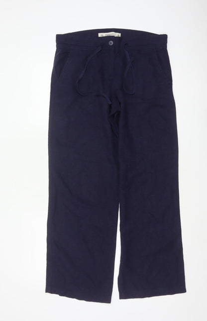 Next Parallel Women’s Blue Linen Wide-Leg Trousers UK 10 Regular