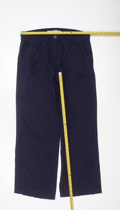 Next Parallel Women’s Blue Linen Wide-Leg Trousers UK 10 Regular