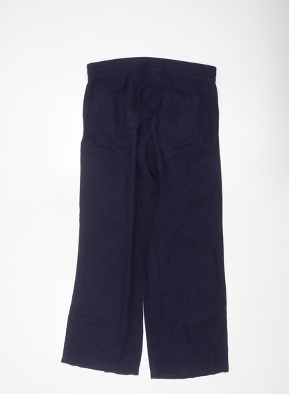 Next Parallel Women’s Blue Linen Wide-Leg Trousers UK 10 Regular