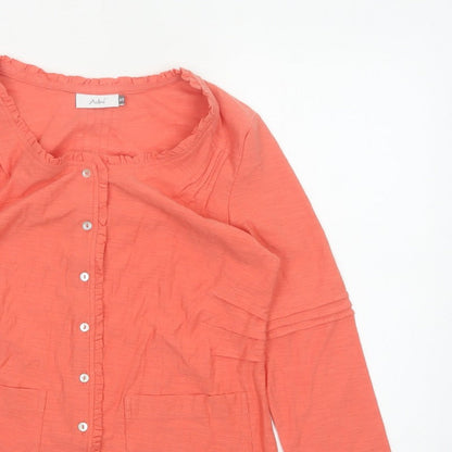 Adini Women Orange XS Cotton Ruffle Button-Up Long Sleeve Top