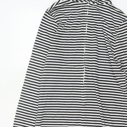 Pop England Women's Black Stripe UK 4 Shift Dress Roll Neck Cotton