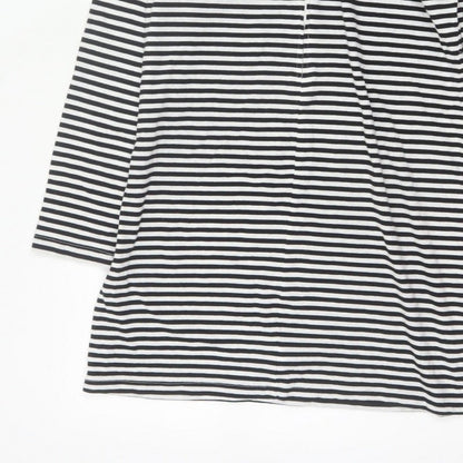Pop England Women's Black Stripe UK 4 Shift Dress Roll Neck Cotton