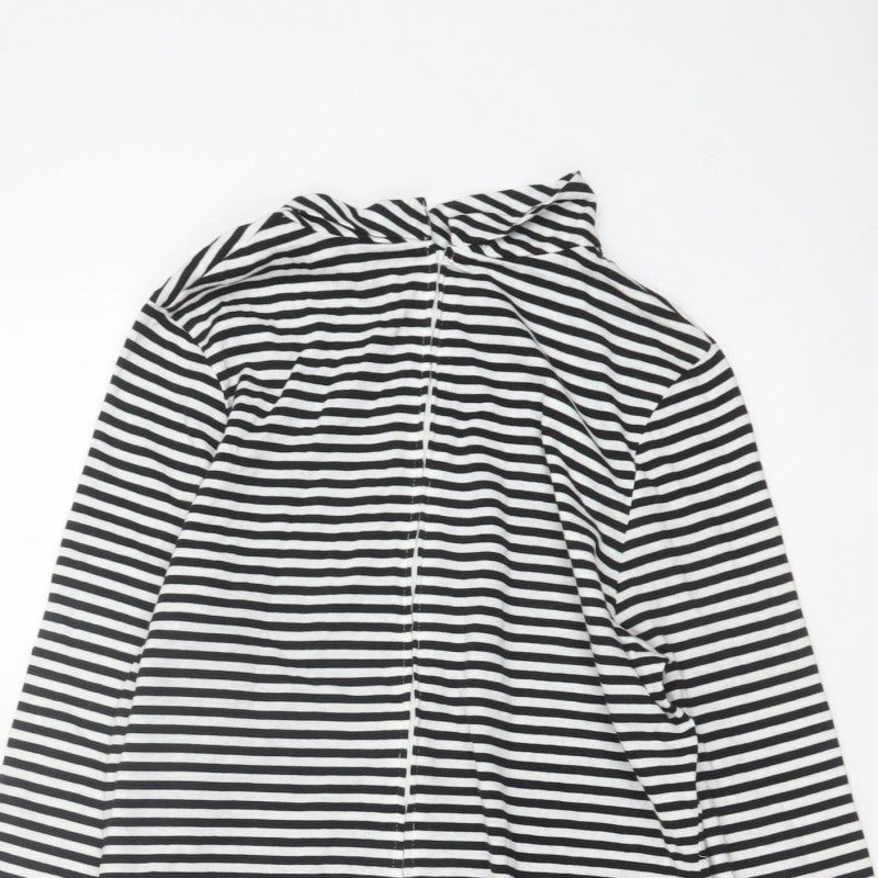 Pop England Women's Black Stripe UK 4 Shift Dress Roll Neck Cotton