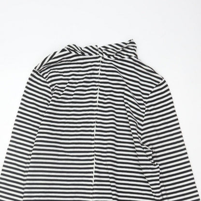 Pop England Women's Black Stripe UK 4 Shift Dress Roll Neck Cotton
