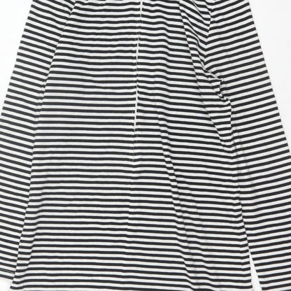 Pop England Women's Black Stripe UK 4 Shift Dress Roll Neck Cotton