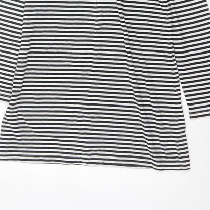 Pop England Women's Black Stripe UK 4 Shift Dress Roll Neck Cotton