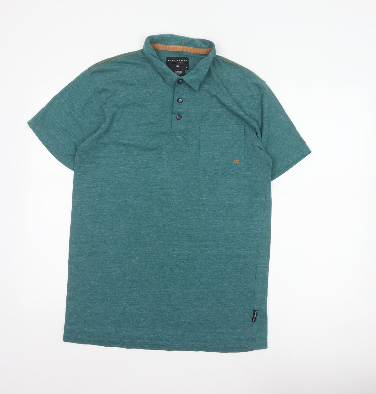 Back view of Billabong Men's Green Marl Logo Pocket Polo Shirt, size L