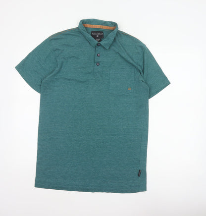 Back view of Billabong Men's Green Marl Logo Pocket Polo Shirt, size L