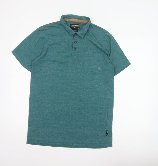 Back view of Billabong Men's Green Marl Logo Pocket Polo Shirt, size L
