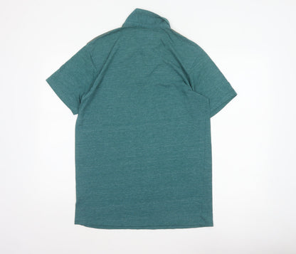 Brand and care label for Billabong Men's Green Marl Logo Pocket Polo Shirt, size L