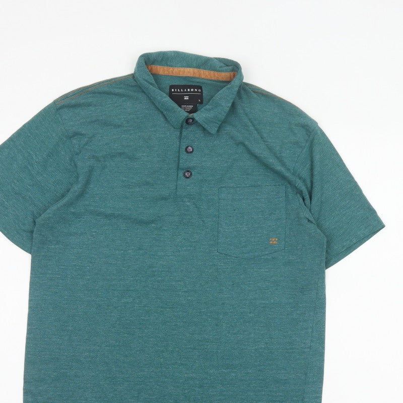Additional view of Billabong Men's Green Marl Logo Pocket Polo Shirt, size L