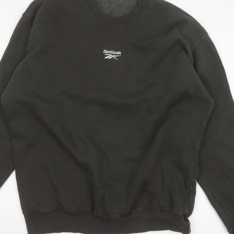 Reebok Men’s Black M Pullover Crew Neck Logo Sweatshirt