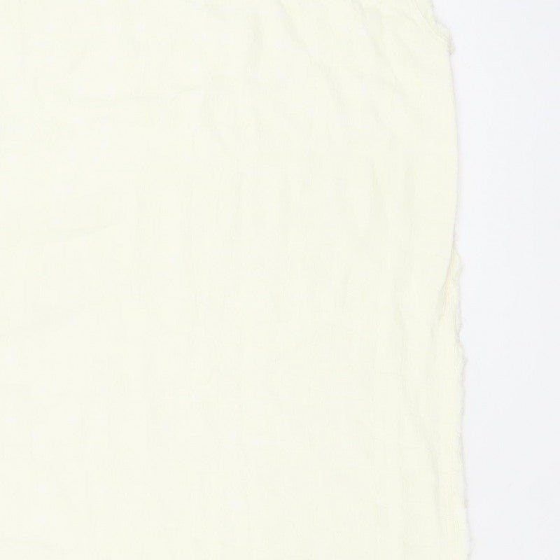 Zara Women Ivory XS Long Sheath Dress Sleeveless Frayed Trim