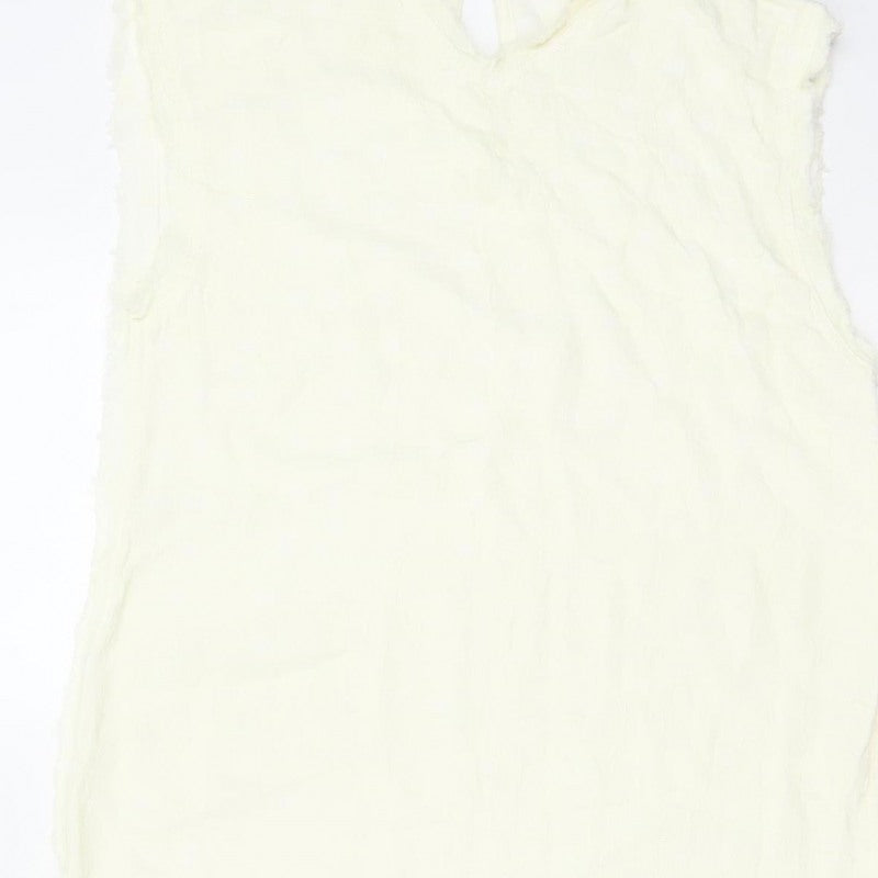 Zara Women Ivory XS Long Sheath Dress Sleeveless Frayed Trim