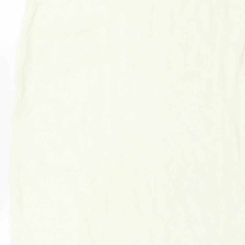 Zara Women Ivory XS Long Sheath Dress Sleeveless Frayed Trim