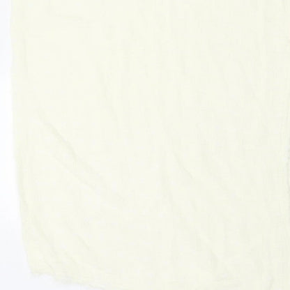Zara Women Ivory XS Long Sheath Dress Sleeveless Frayed Trim