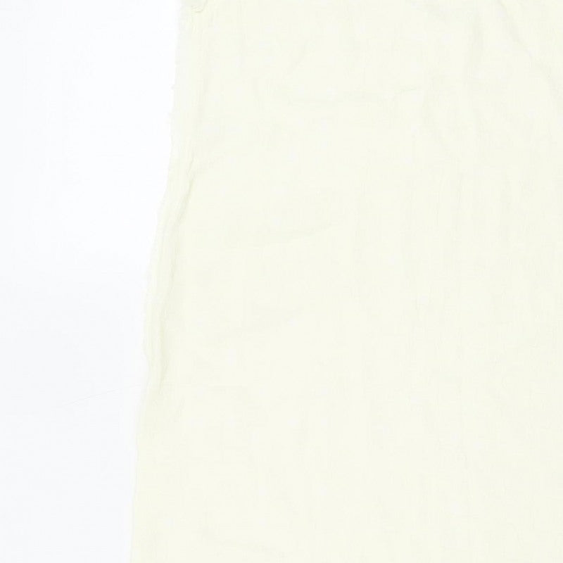 Zara Women Ivory XS Long Sheath Dress Sleeveless Frayed Trim