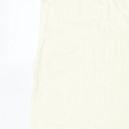 Zara Women Ivory XS Long Sheath Dress Sleeveless Frayed Trim