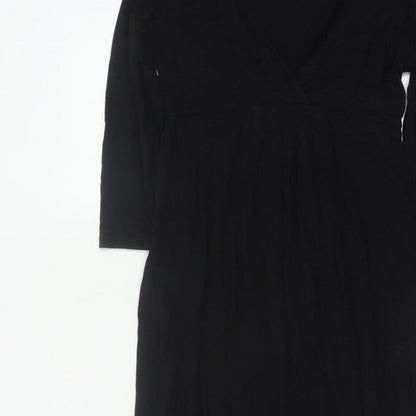 Boden Women Black UK 12 Maxi V-Neck Long Sleeve Stretch Dress