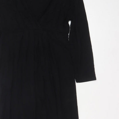 Boden Women Black UK 12 Maxi V-Neck Long Sleeve Stretch Dress