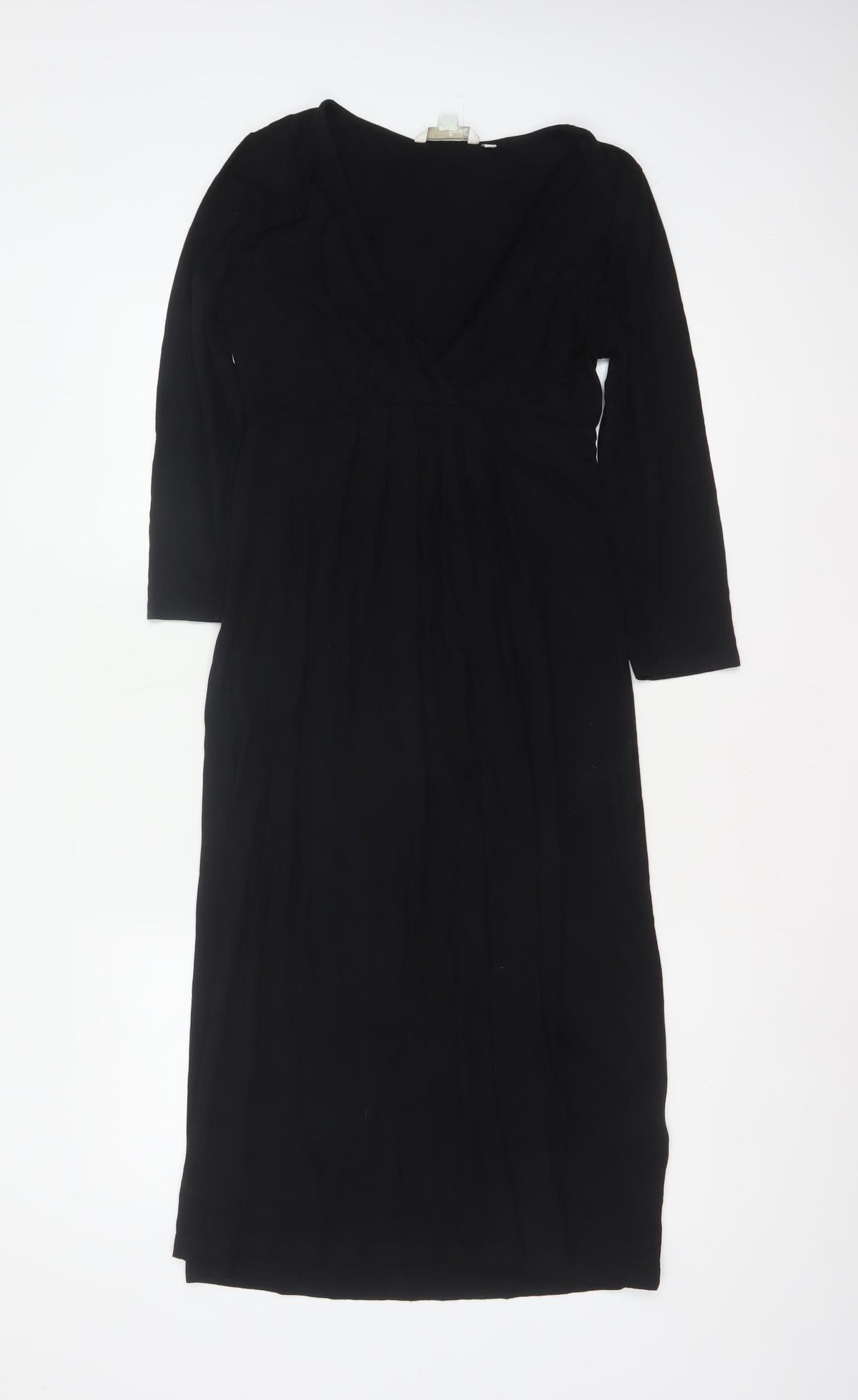 Boden Women Black UK 12 Maxi V-Neck Long Sleeve Stretch Dress